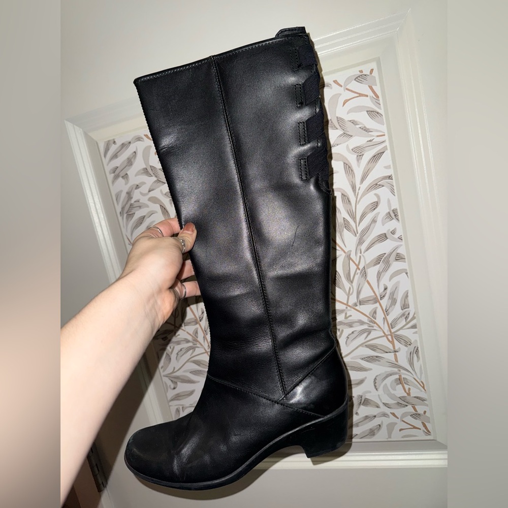 Clarks Black Leather Knee-High Boots
